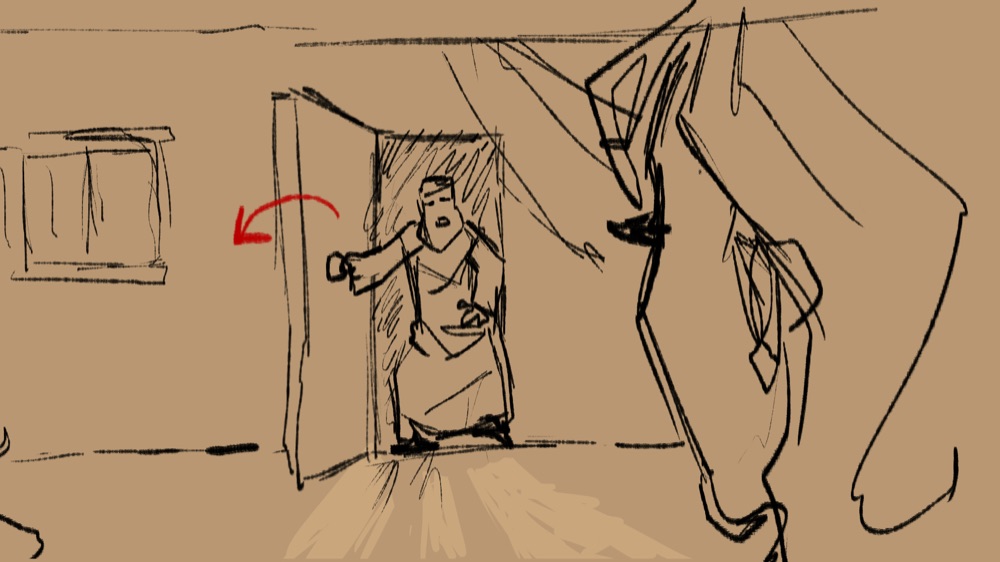 Storyboard sketch from Rabbi Akiva's Daughter
